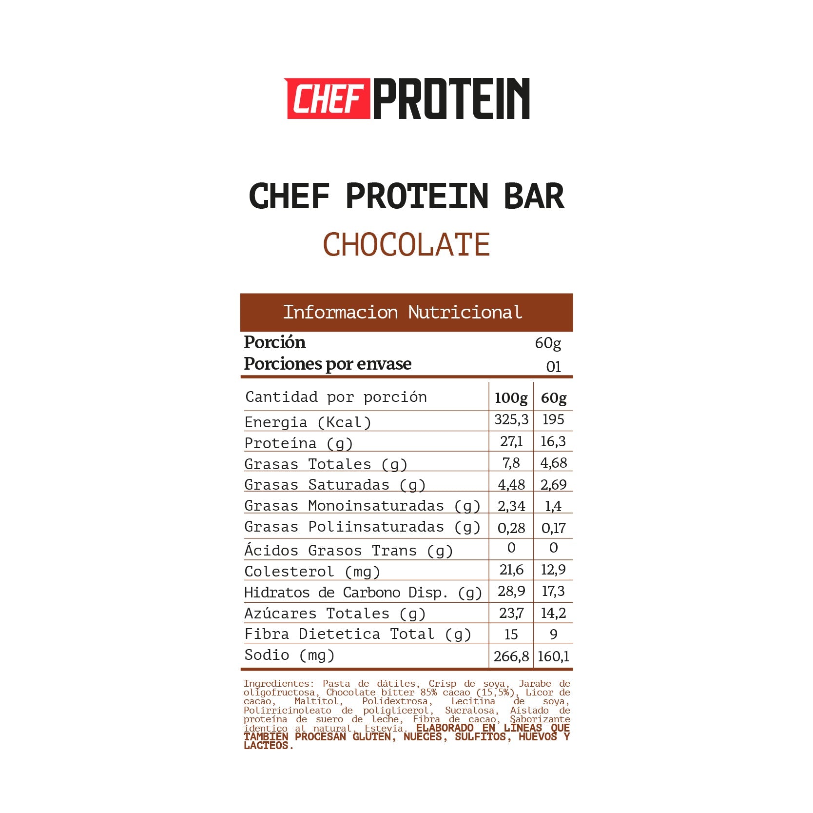 Pack 16 Chef Protein Bar Chocolate