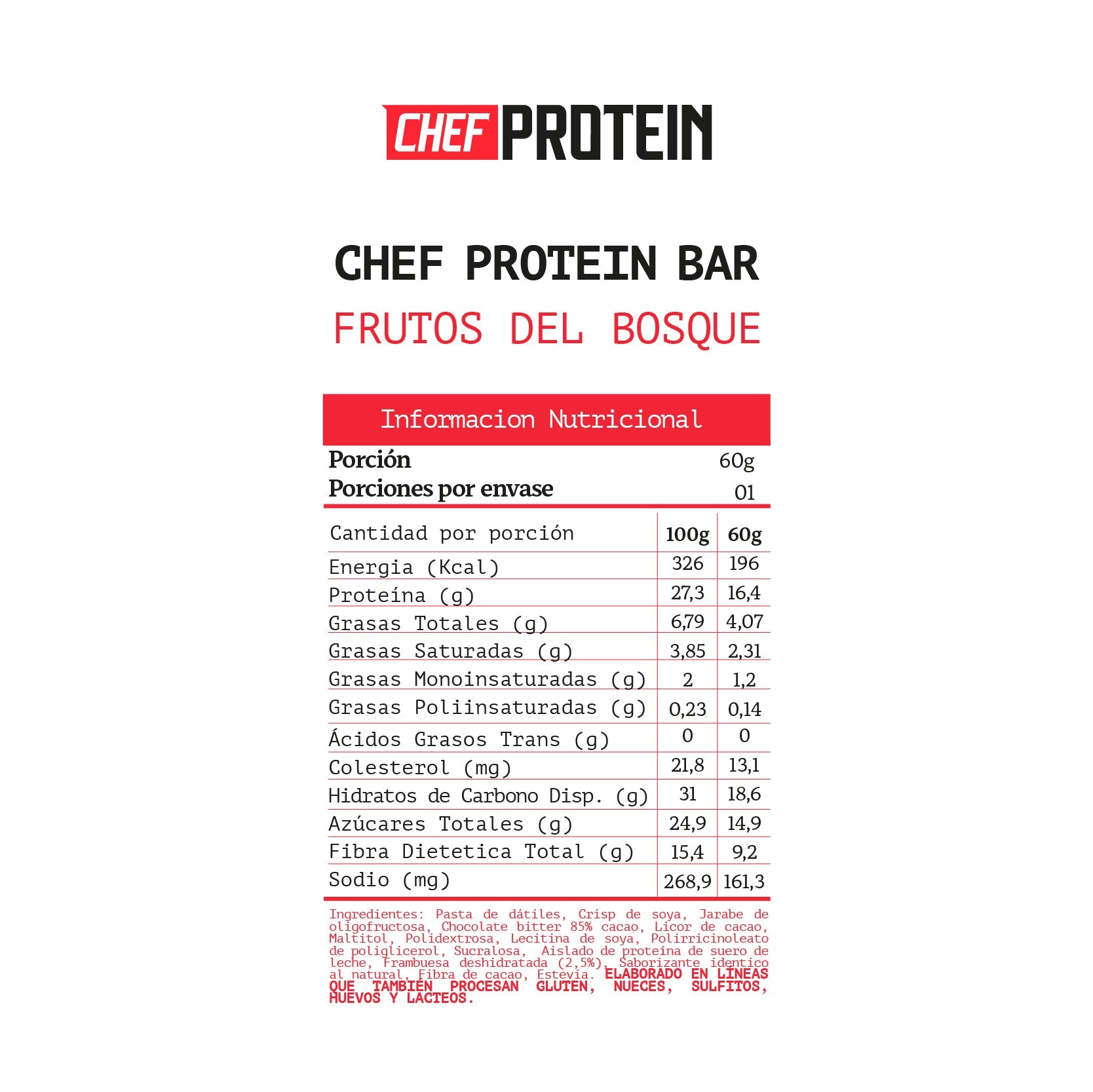 Pack 16 Chef Protein Bar Frutos del Bosque